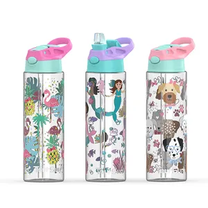Children Wholesale Colorful Plastic Water Bottle For Kids With Straw For Kids School