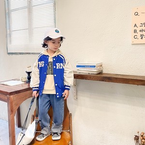 Gabardina Coreana de Otoño <span class=keywords><strong>para</strong></span> Niños y Niñas, Unisex, con Parche de Letras de Chenilla Estilo Hip Hop Americano, Manga Raglán en Contraste y Botones a Presión en el Cuello - Product Image 3