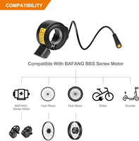 Accélérateur à pouce pour vélo électrique 130X pour kits de conversion de moteur central Bafang 250W 500W 750W 1000W Contrôle de vitesse Accélérateur à doigt