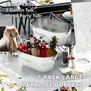 Seau à glace rectangulaire en métal galvanisé personnalisable, capacité de 3 gallons, avec poignées de transport pour fêtes et événements - Product Image 5