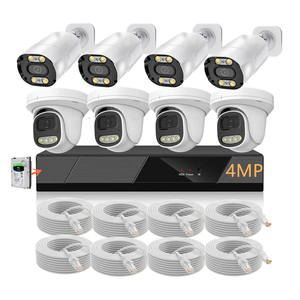Sistema di Sicurezza CCTV 8 Canali 4MP CMOS con 4 <span class=keywords><strong>Telecamere</strong></span> Bullet <span class=keywords><strong>Esterne</strong></span>, 4 <span class=keywords><strong>Telecamere</strong></span> Dome Interne, NVR POE, Cavi LAN 20M, HDD 1TB, Visione Notturna a Colori - Product Image 1