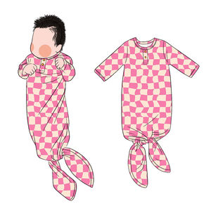 Grosir kustom cetak gaun kotak-kotak Softest terikat gaun anak baru lahir bayi kantong tidur - Product Image 2
