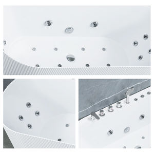 Vasca da Bagno Ovale Autoportante Moderna in Acrilico Mandrex <span class=keywords><strong>Luxury</strong></span> da 1,7 Metri con Idromassaggio a Vortice e Bolle, 12 Getti, 60 Galloni+, Massaggio Caldo - Product Image 4