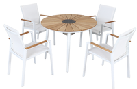 Fauteuil de jardin empilable en aluminium avec bras en teck