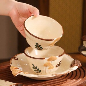 Ensemble <span class=keywords><strong>de</strong></span> vaisselle créatif en céramique, motif champignon <span class=keywords><strong>de</strong></span> conte <span class=keywords><strong>de</strong></span> fées, mignon, compatible micro-ondes, <span class=keywords><strong>de</strong></span> grande valeur, comprenant un bol à soupe, une assiette et un plat <span class=keywords><strong>de</strong></span> cuisson domestique - Product Image 2