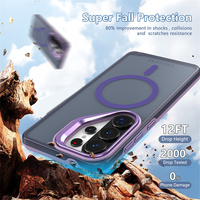 Coque de protection magnétique antichoc en TPU mat et PC avec support métallique pour objectif d'appareil photo pour MOTO G04S/E14/G04/G24