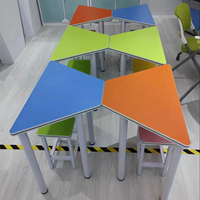 Table de conférence moderne en métal trapézoïdal certifiée ISO, facile à utiliser, pour bureau, salle de classe, salle de lecture ou salle de tutorat scolaire
