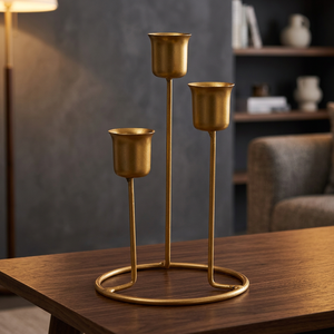 Candelabros de Hierro de 3 Brazos para Velas Cónicas, Latón y Cobre Repujados, Hechos a Mano, Duraderos, Decoración para el Hogar, Artículo de Regalo para el Día de San Valentín - Product Image 3