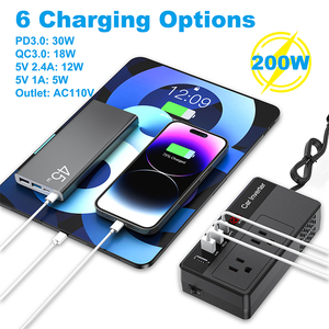 200W kép USB 18W DC 12V để <span class=keywords><strong>AC</strong></span> 110V xe điện biến tần sạc nhanh 20W USB C xe cắm <span class=keywords><strong>Adapter</strong></span> Outlet cho máy tính xách tay - Product Image 3