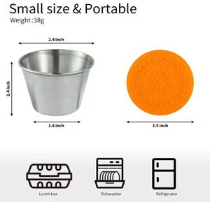Contenedor de Silicona para Aderezos con Taza de Acero Inoxidable para Salsas, Aderezos y Condimentos, Almacenamiento y Conservación de Alimentos - Product Image 2