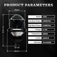 Vente directe : Phares de voiture Bi-LED 2,5 pouces 5800K, faisceau haut/bas, projecteur LED Bi-LED 2,5 pouces, lentille de projecteur LED