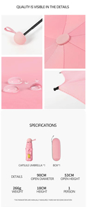 Parapluie de poche pliable en 5 sections, léger, anti-UV, idéal pour les voyages - Product Image 6
