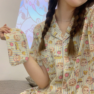 Bộ Đồ Ngủ Nữ Dễ Thương Phim Hoạt Hình Hàn Quốc Mỏng Ngắn Tay Áo Bộ Đồ Ngủ Phù Hợp Với Mùa Hè Thích Hợp Cho Mặc Hàng Ngày - Product Image 4