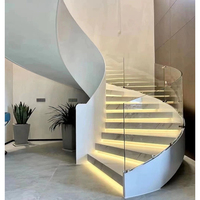 Escalier en colimaçon incurvé/arc CBMMART, décoration intérieure moderne de luxe, escalier en verre, escalier en bois