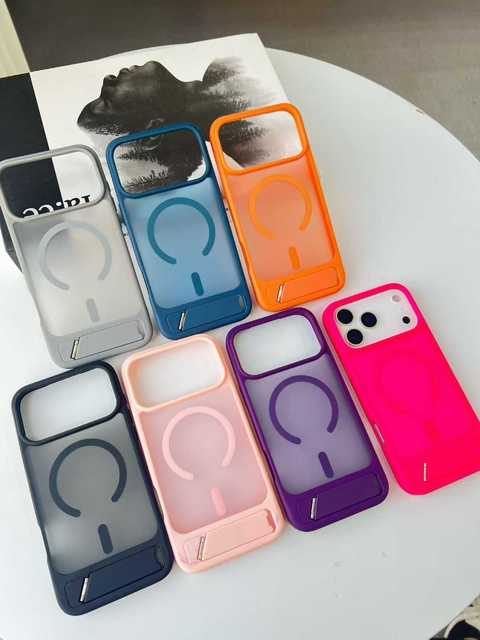 Magnetic Kickstand Phone Case for iPhone 18 17 16 15 14 Pro Max Slim Strip Stand Soft Touch Shockproof TPU PC Cover