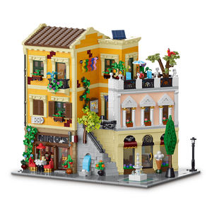 XINGBAO 10216 Blocs de construction en plastique, jouet de construction, magasin d'angle romain, vue sur la rue de la ville d'Europe, restaurant, miniatures de fleurs - Product Image 4