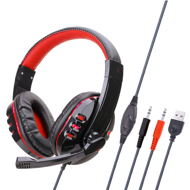 Gaming Headset with Microphone 3.5mm Wired Over Ear LED Light Headphones 40mm Driver for PC Laptop PS4 PS5 Comfortable Headband