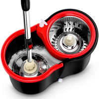 Ensemble serpillière et seau en microfibre rotatif à 360 degrés, accessoire domestique avec manche en aluminium, tête en microfibre essorable, taux d'évacuation de l'eau élevé