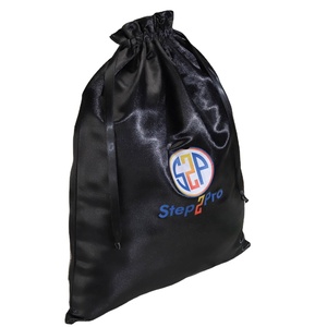 Sac à cordon en satin noir pour sacs à main, chaussures et maillots de bain, avec logo et design personnalisé gratuit, sac anti-poussière en satin à cordon - Product Image 2