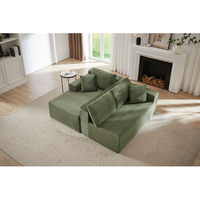 Grünes L-förmiges Wolken-Ecksofa mit tiefem Sitz, keine Montage erforderlich, modulare Schlafsofas für Wohnzimmer, Schlafzimmer