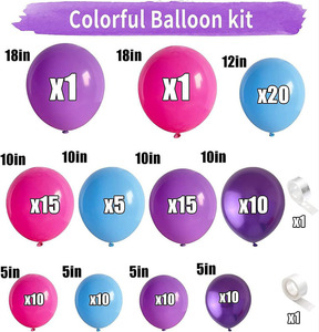 Dekorasi latar belakang pesta ulang tahun biru ungu, perlengkapan balon dekorasi pesta putri duyung untuk anak-anak - Product Image 5