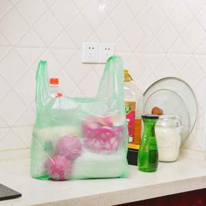 Bolsas para camisetas, bolsas de plástico verde con asas, bolsas de mercancías para compras al por menor de comestibles a granel, 12x20 pulgadas (100 uds) - Product Image 6