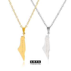 Collar con colgante de bandera de mapa de Palestina para mujer y hombre, de mapa de Palestina colgante collar con, acero inoxidable - Product Image 1