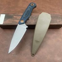 Couteau droit compact KUNBO 203BT à manche en lin, lame unie, idéal pour le camping en extérieur et la découpe de fruits, extrêmement tranchant