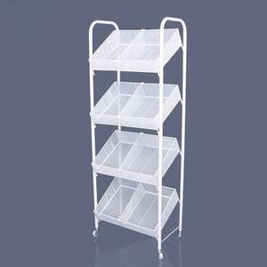 Customized 5 Tier Supermarket Mall Vegetable Fruit Snacks Drinks Storage White Metal Display Rack - Product Image 2