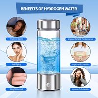 Bouteille d'eau hydrogénée avancée pour la maison, le bureau et les voyages, 420 ml, électrolyse en trois minutes, alimentée par la technologie électrique SPE/PEM