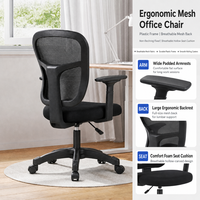 Chaise de bureau ergonomique en maille, directement de l'usine, avec dossier mi-haut, pivotante, support lombaire et base en nylon