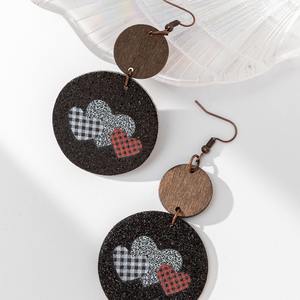 Pendientes de Aro Redondos Geométricos de Moda en Cuero Sintético con Lentejuelas Brillantes para Mujer - Product Image 2