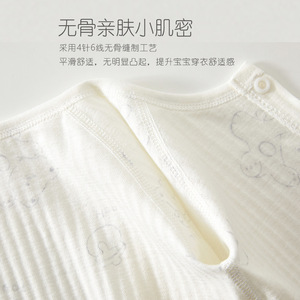 Combinaison pour bébé en coton pur à manches longues unisexe, fine, respirante, tricotée, avec imprimé ours, pour nouveau-né, à porter en été - Product Image 4