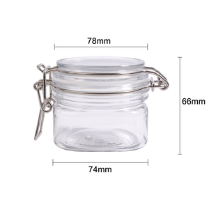 Tarro cuadrado de PET de 200ml para crema cosmética, <span class=keywords><strong>Kilner</strong></span> 150ml transparente con tapa de clip, paquete al por mayor en stock para limpiador facial con sal marina - Product Image 5