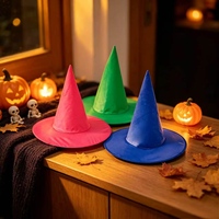 Cappello da strega tinta unita per Halloween, costume da adulto, taglia unica, per feste e cosplay, leggero, blu, rosa, verde, 40 cm