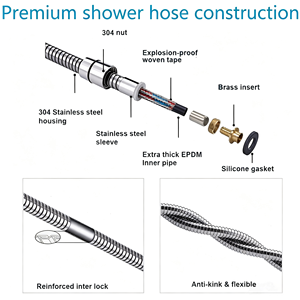 Tuyau de douche flexible universel moderne en acier inoxydable avec buse allongée pour raccordement de l'eau de pluie domestique dans la salle de bain - Product Image 3