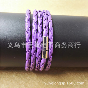 European And American Style 5 Layer Pu <b>Leather</b> <b>Bracelet</b> With Snap Clasp For Gift - Product Image 4