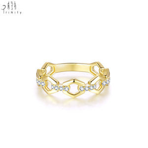 Nuevas llegadas, joyería romántica popular al por mayor, anillo apilable con cadena, anillo de oro macizo de 18 quilates con diamante natural para regalo de mujer - Product Image 5