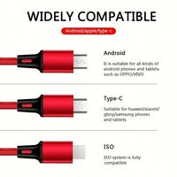 Câble de charge rapide USB-C et Micro USB en nylon tressé MTI, câble de données 3-en-1 portable avec logo