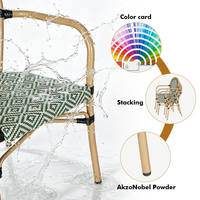 Chaise de jardin d'extérieur avec structure en alliage d'aluminium, chaise en tissu Teslin empilable, chaise de salle à manger pour café, restaurant, hôtel, mobilier