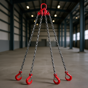 Chaîne de levage robuste en acier allié G80 de 3/8 po x 10 pi avec 4 crochets de préhension, élingue de levage réglable pour palans à chaîne - Product Image 2