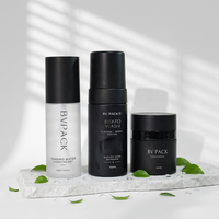 BVPACK 50g Pot à pompe sans air en acrylique à double paroi noir mat de luxe pour crème, soins de la peau de qualité supérieure