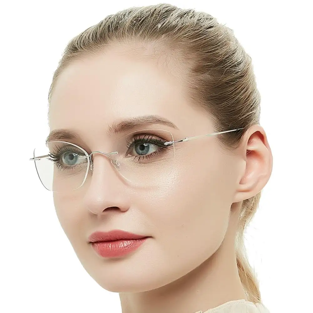 Hot Sale Pure Titanium Ultralight Light Glasses Frame High Quality Rimless Eyeglasses for Women