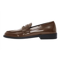 Mocassins Penny à bout rond en cuir microfibre poli, chaussures plates classiques à enfiler, idéales pour le bureau et le quotidien