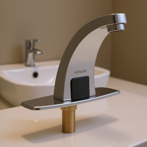 Grifo Automático Sin Contacto para Lavabo de Baño Vevor, Cromado, de un Solo Orificio, con Sensor de Movimiento, Grifo Comercial para Lavabo - Product Image 2