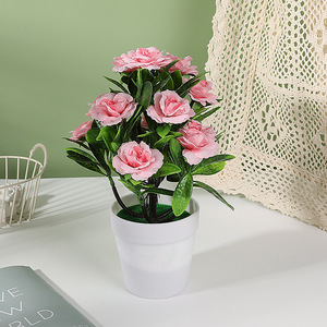 Fournisseur direct du fabricant, plante en pot de <span class=keywords><strong>fleurs</strong></span> artificielles multicolores, roses artificielles réalistes, bonsaï pour la décoration de table intérieure - Product Image 4