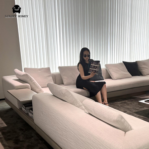 Sofa Kulit Modular Italia Mewah Desain Modern Sofa Beludru Melengkung untuk Villa dan Perabot Ruang Tamu - Product Image 2
