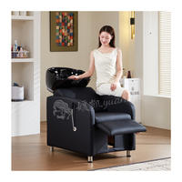 Fauteuil de lavage multifonction moderne pour salon de beauté, semi-allongé, avec réglage des pieds, pour massage, lavage de cheveux et soin du cuir chevelu