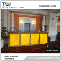 Marbre Onyx translucide réception bureau hôtel comptoir de service avant avec conception de lumière led