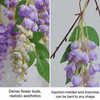 Shangchu 5 Forks Golden Shower Wisteria, fleurs artificielles suspendues faites à la main pour décoration de plafond, pour la décoration de la maison